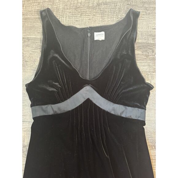 Armani Collezioni Velvet Sleeveless Knee Length Dress Size 4 Made In Italy - Picture 4 of 13